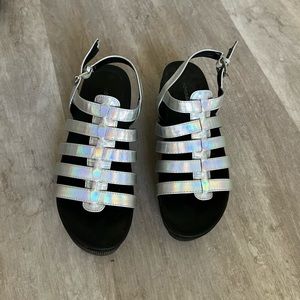Holographic Platform Sandals